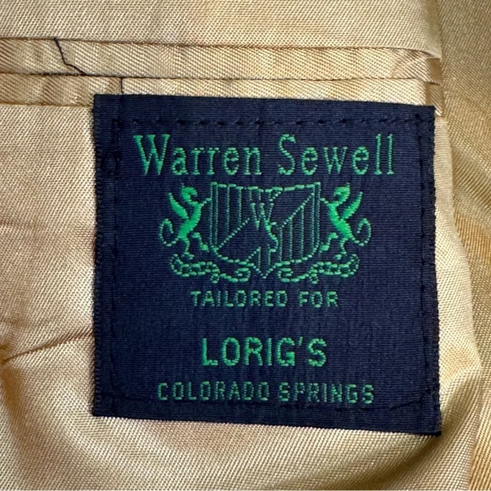 Warren Sewell Men Brown Blue Houndstooth Vintage Blazer 46R USA